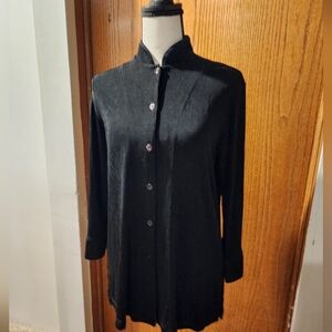 Chico's Travelers Black Button Down Shirt 1 (S)